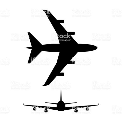 Airplane silhouette. Black vector icon on white background