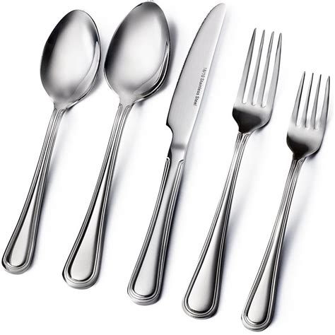 Taiyoko Stainless Steel Square Flatware Set for 12, 60 pcs Silverware ...