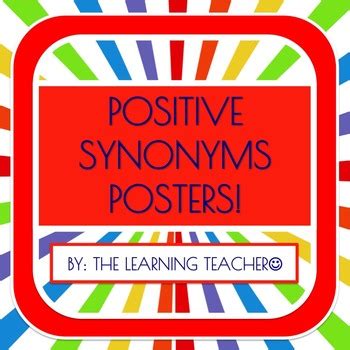 Positive Synonyms Posters by Amber The Educator | TPT