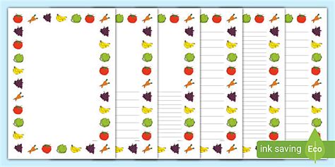 Fruit and Vegetable Themed Page Borders (teacher made)