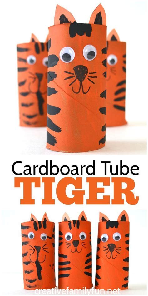 Cardboard Tube Tiger Craft for Kids | Tiger crafts, Cardboard tube ...