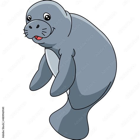 Manatee Cartoon Colored Clipart Illustration Stock Vector | Adobe Stock