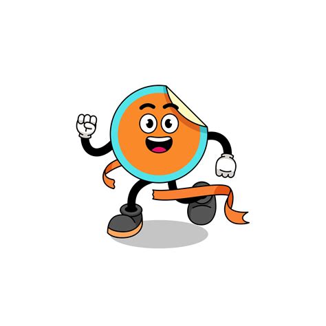 Mascot cartoon of sticker running on finish line 11937178 Vector Art at ...