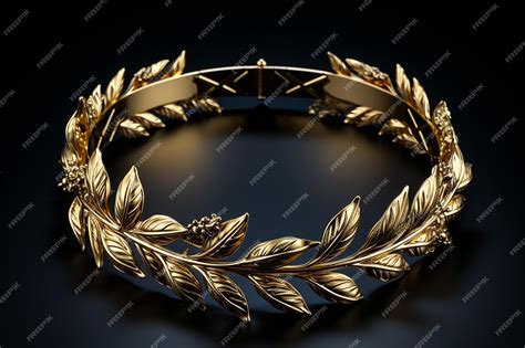 Premium Photo | Golden Laurel Wreath with Ribbon