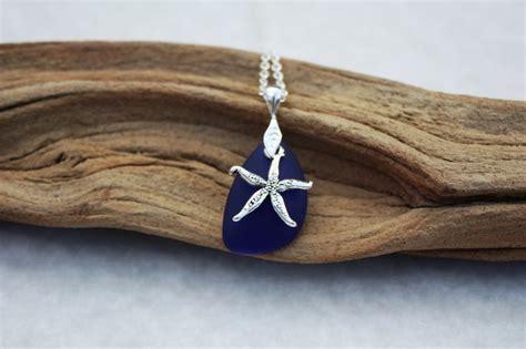 Blue Sea Glass Jewelry Sea Glass Necklace Seaglass Necklace - Etsy