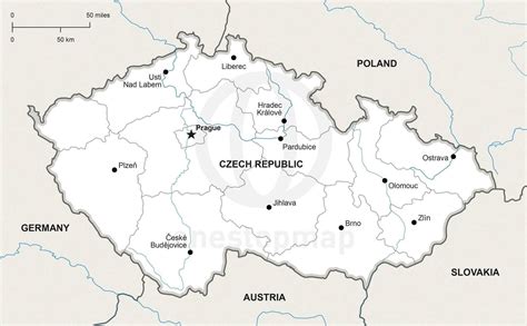 Vector Map of Czech Republic Political | One Stop Map