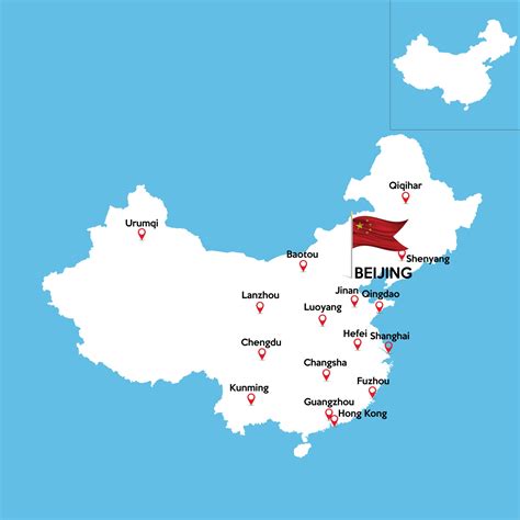 A detailed map of China with indexes of major cities of the country ...