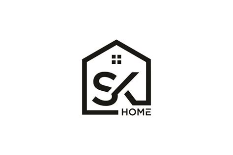 Letter S K Logo Design with Home Graphic by 7lungan · Creative Fabrica