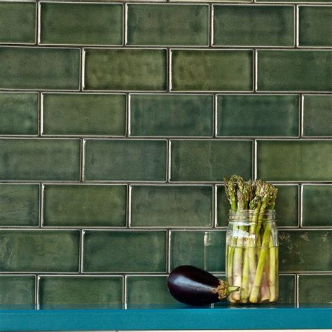 Nabi Deep Emerald 3x6 Ceramic Tile | TileBar.com Green Subway Tile ...