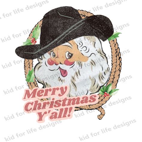 Cowboy Santa Digital Image File Santa in Cowboy Hat Merry | Etsy