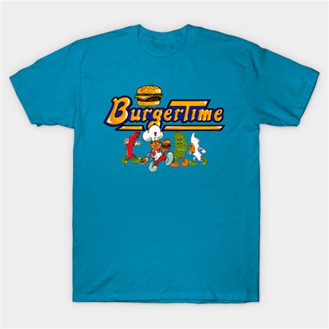 Burger Time Characters - Burger Time Logo - T-Shirt | TeePublic