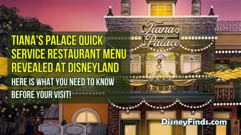 Tiana's Palace Quick Service Restaurant Menu Revealed at Disneyland ...