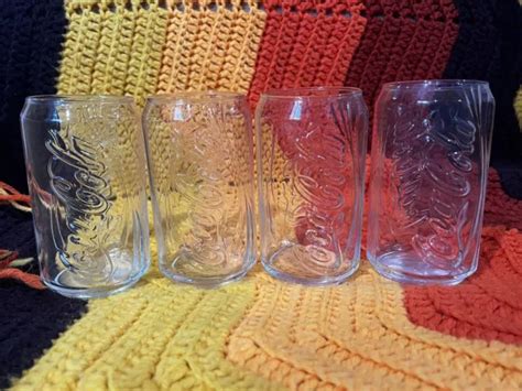 COCA-COLA SODA CAN Shaped Clear Drinking Glasses 12oz Set of 4 $18.99 - PicClick