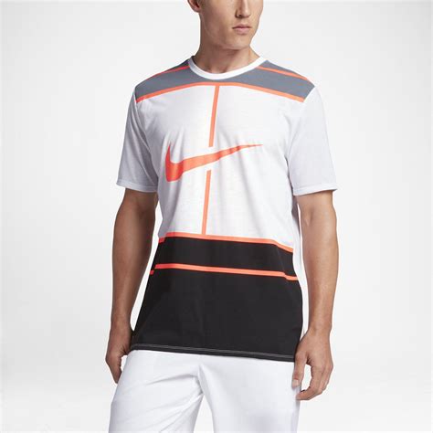 Nike Mens Dry Tennis T-Shirt - White/Bright Mango - Tennisnuts.com