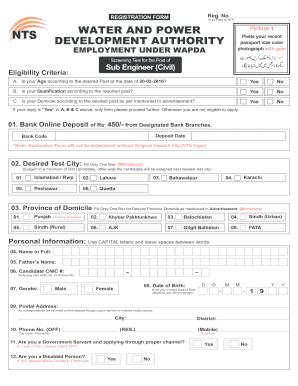 REGISTRATION FORM Reg No To Be Filled By NTS NTS WATER - Nts Org - Fill and Sign Printable ...