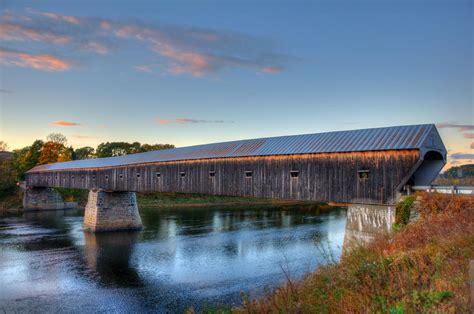 Cornish Windsor Covered Bridge Sunset Photograph by Joann Vitali