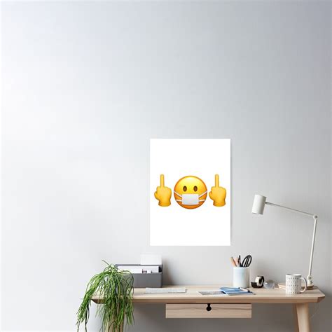 "Flipping off emoji with mask" Poster by Rccola55 | Redbubble