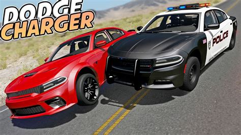 AWESOME Dodge Charger Car Mod! Crazy Police Chases & Crashes! - BeamNG Drive Mods - YouTube