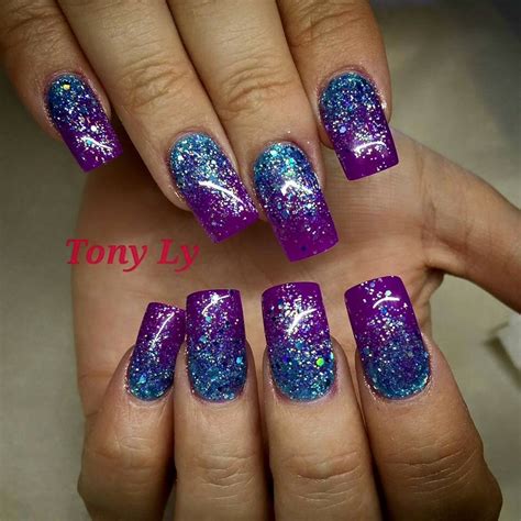 Blue and purple glitter | Purple glitter nails, Purple nail designs, Purple nails