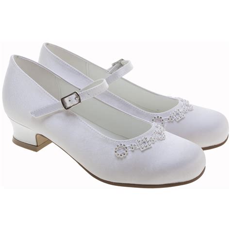 Girls White Communion Shoes Diamantes Shapes | Cachet Kids