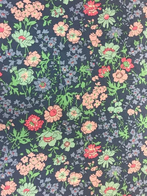 Vintage Liberty of London Fabric Blue Floral Green Pink Cotton Flowers Print 3+ #LibertyofLondon ...