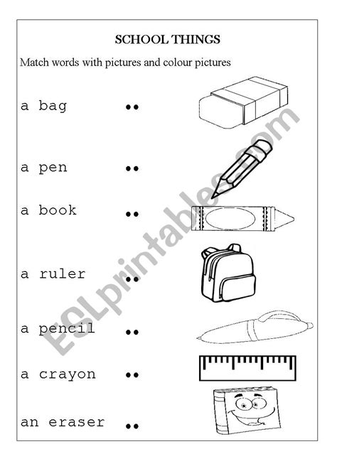 SCHOOL THINGS - ESL worksheet by MEOPORAO