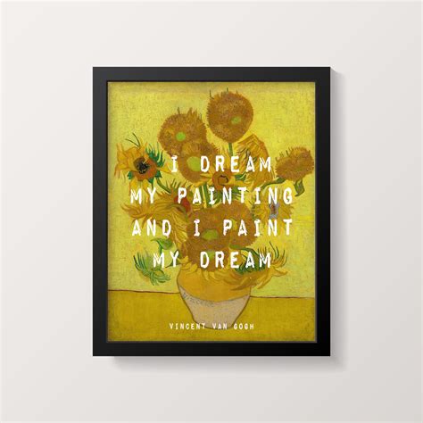 Vincent Van Gogh Art Quote Print With Sunflowers Background - Etsy