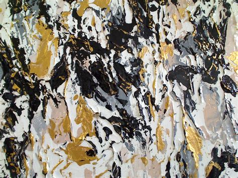 Abstract Painting, Gold, Black and White Abstract Art, Abstract Wall Art, Original Textured ...