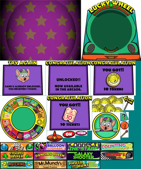 The Spriters Resource - Full Sheet View - Chuck E. Cheese's Party Games - Lucky Wheel