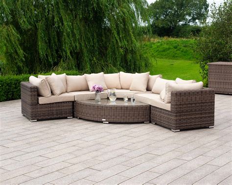 Rattan Garden Corner Sofa Set in Truffle Brown & Champagne - 6 Piece Angled - Florida - Rattan ...