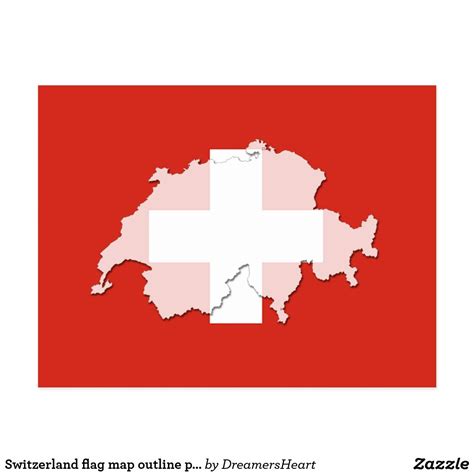 Switzerland flag map outline postcard | Zazzle.com in 2021 | Map ...