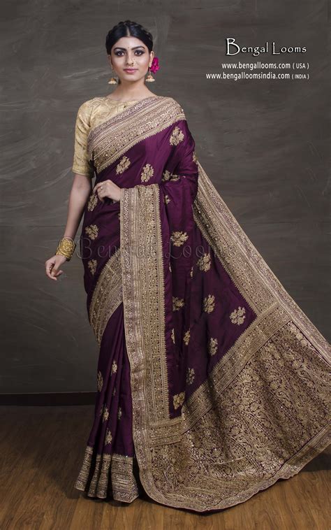 Zardosi Work Semi Matka Silk Saree in Purple and Gold | Saree designs, Party wear sarees, Party ...