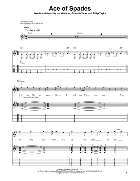 Ace Of Spades by Motorhead - Guitar Tab Play-Along - Guitar Instructor