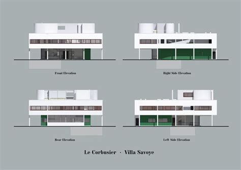 Le Corbusier Villa Savoye Elevations | Villa savoye plan, Le corbusier villa savoye, Le corbusier