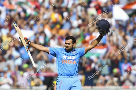 Rohit Sharma Celebrates Raises His Bat Editorial Stock Photo - Stock ...