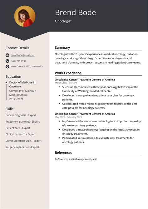 Oncologist Resume: Job Description, Sample & Guide