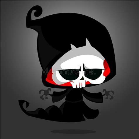 Cartoon Small Cute Grim Reaper Character. Illustration Isolated. Stock ...