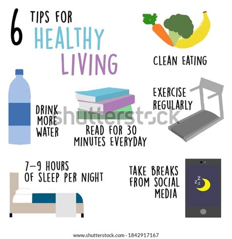 Six Tips Healthy Living Stock Illustration 1842917167 | Shutterstock