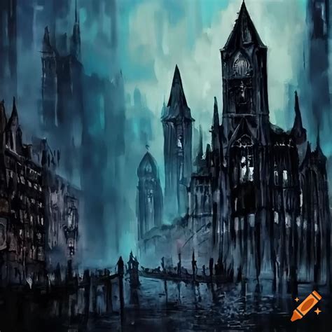 Gothic city painting on Craiyon