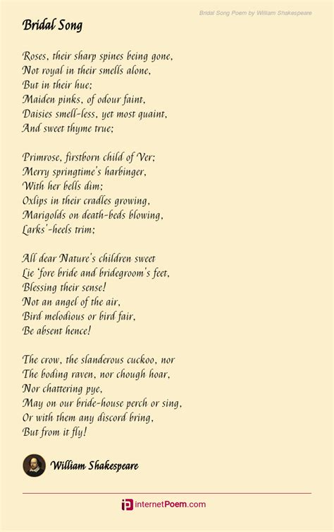 Bridal Song Poem by William Shakespeare