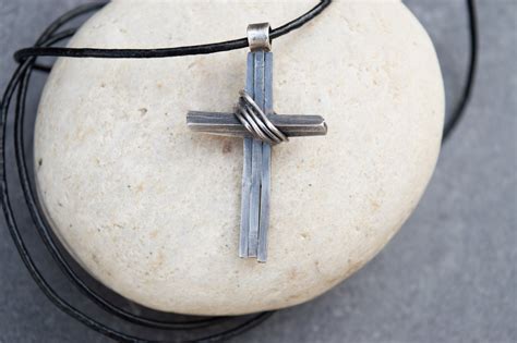 Mens Cross Necklace Silver Cross - Etsy