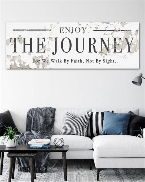 Enjoy the Journey Motivational Canvas Wall Art Print | Modern farmhouse living room decor, Wall ...