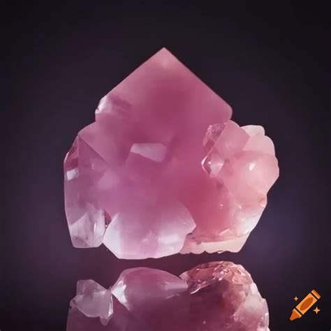 Rose quartz crystal on mahogany stand