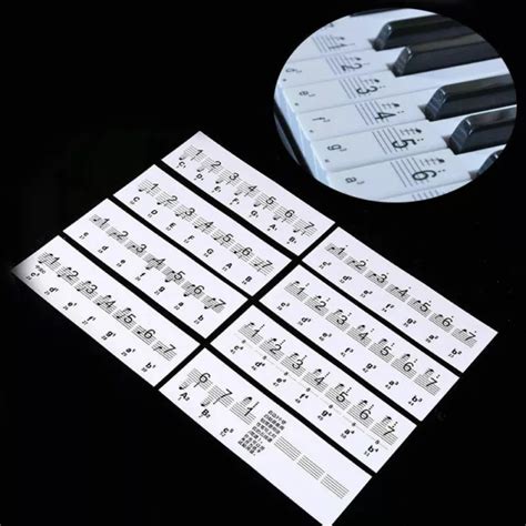 88 KEYS KEYBOARD Music Note Chart Piano Stickers Removable Deca for ...