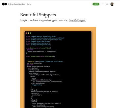 A flutter tool to generate beautiful code snippets