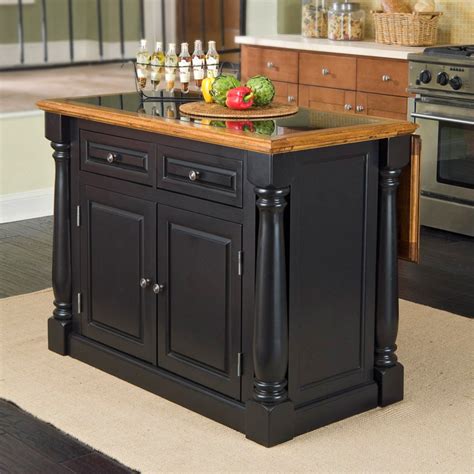 Free 2-day shipping. Buy Monarch Black and Distressed Oak Island Granite Top a… | Kitchen island ...