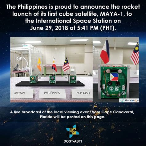 The Philippines is proud to announce the rocket launch of its first cube satellite, MAYA-1, to ...