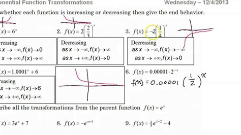 Day 10 HW (1 to 12) Exponential Transformations - YouTube