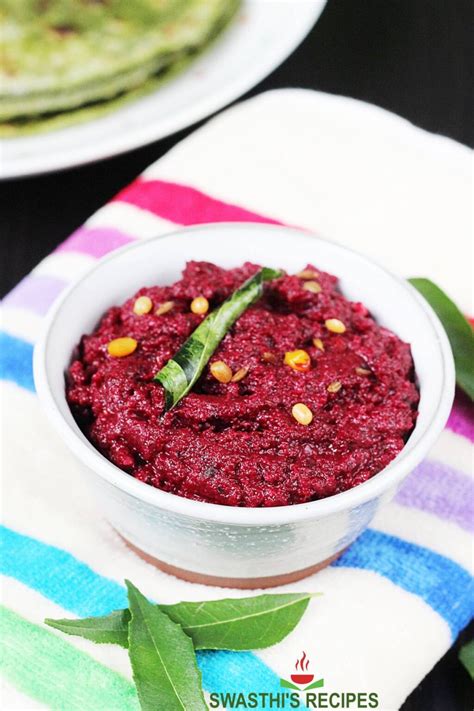 Beetroot chutney recipe (Beetroot pachadi) - Swasthi's Recipes