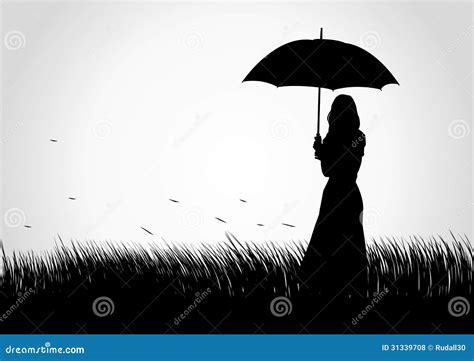 Umbrella Girl stock vector. Illustration of rain, calm - 31339708